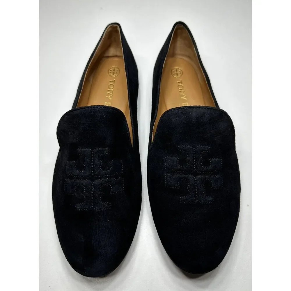 Tory Burch Womens Ruby Smoking Slippers Black Suede Womens Size 8M‎